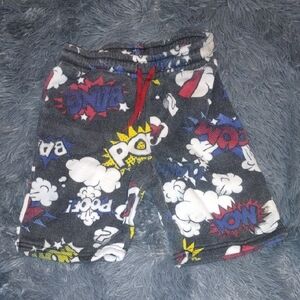 Kids Comic Print Fleece Shorts
